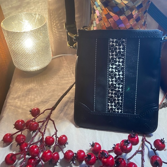 Leather and canvas black Coach purse - Picture 1 of 6